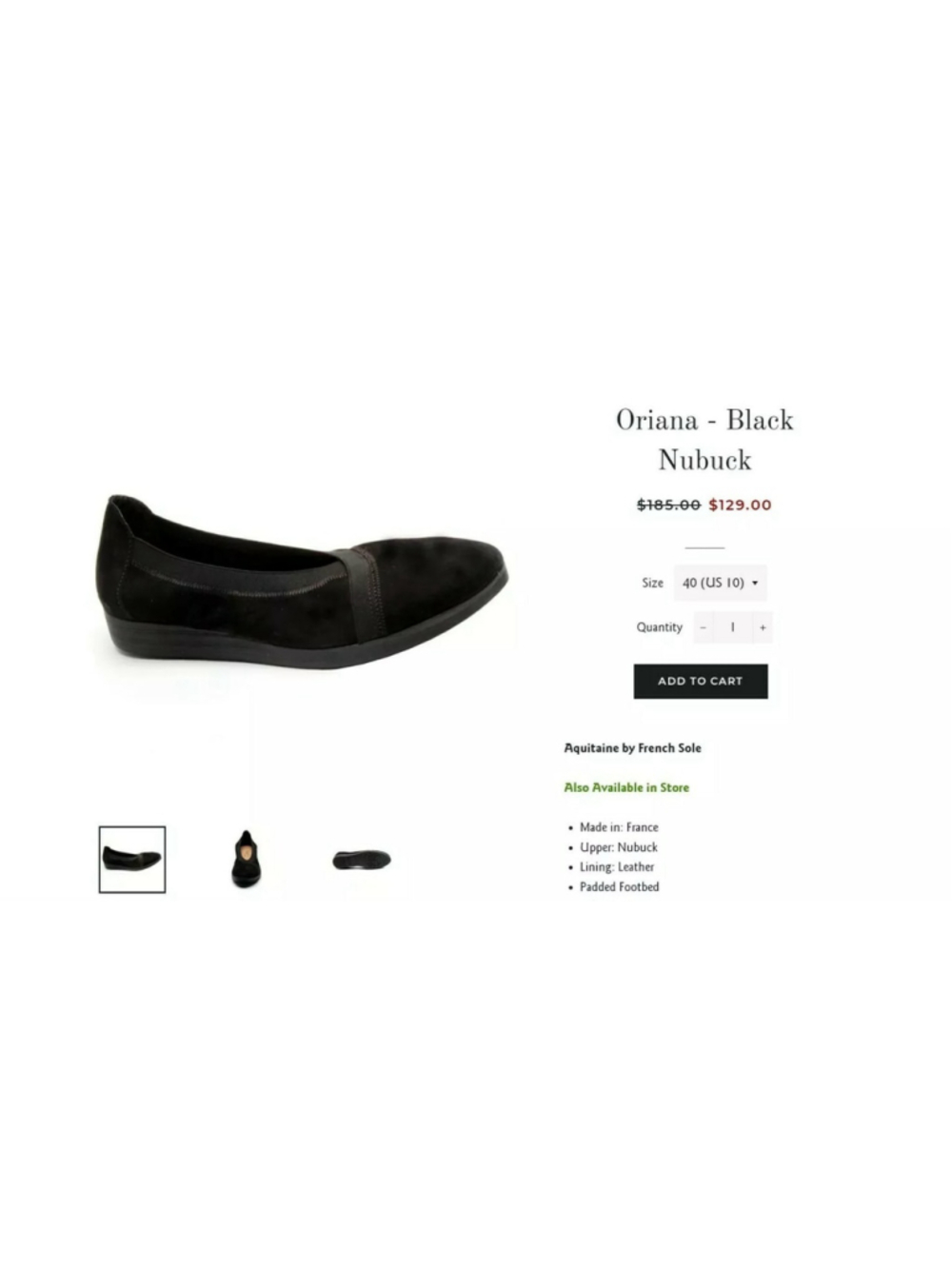 AQUATAINE▪︎FRANCE▪︎SUEDE FLATS▪︎SZ 39/8▪︎ORIANA▪︎ BLACK NUBUCK▪CLASSIC▪PERFECT!